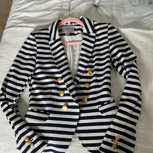H&M Navy and White Striped Double-Breasted Blazer